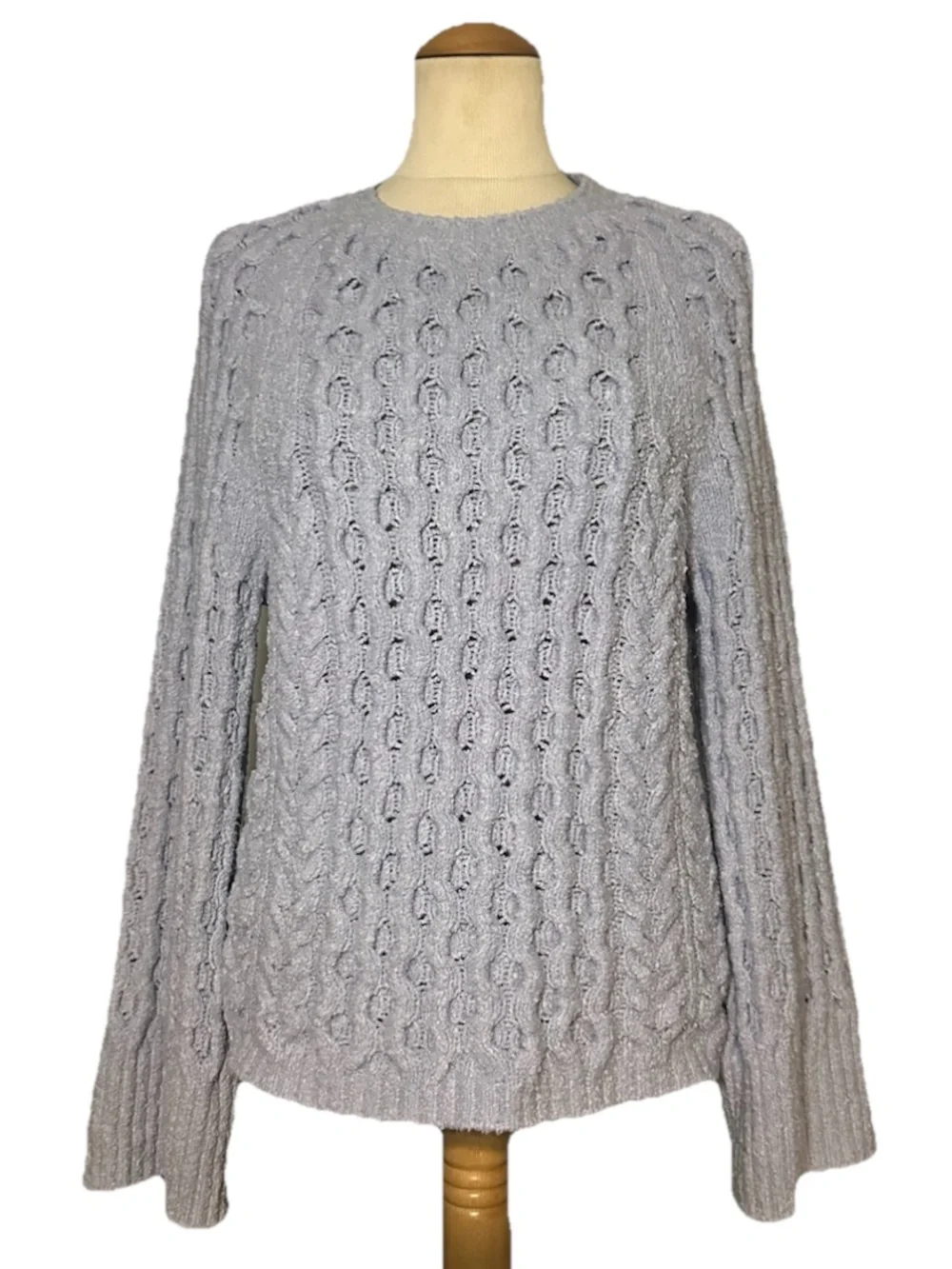 J.Crew Cotton Blend Boucle Cable Knit Sweater Lavender